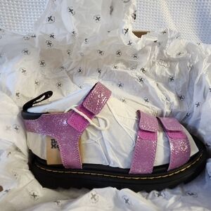 Dr. Martens Kid's Collection Klaire Glitter Pink Big Kid US 6